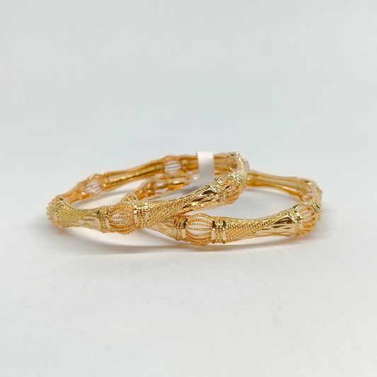 Ornate Gold-Tone Filigree Medallion Bangles