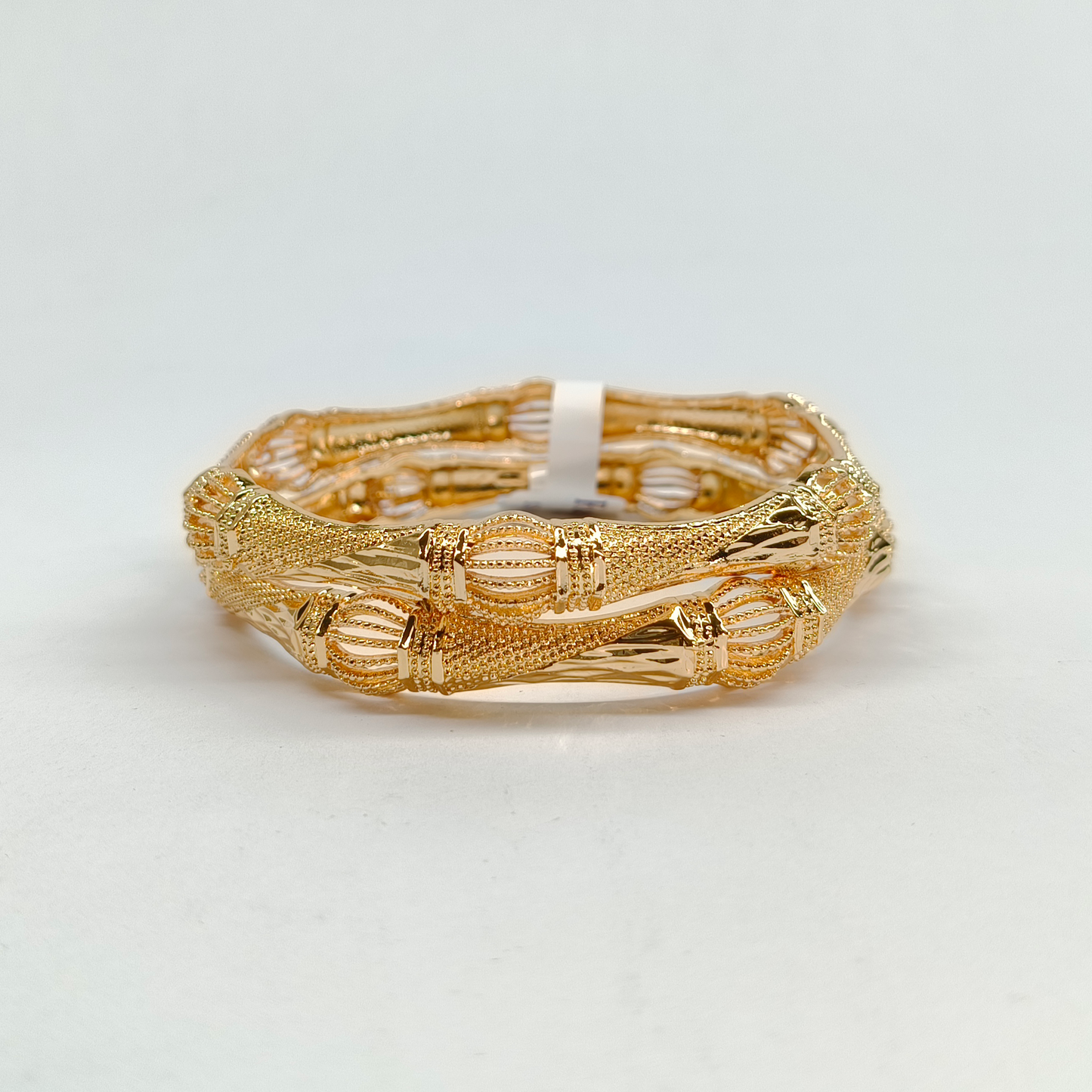 Ornate Gold-Tone Filigree Medallion Bangles