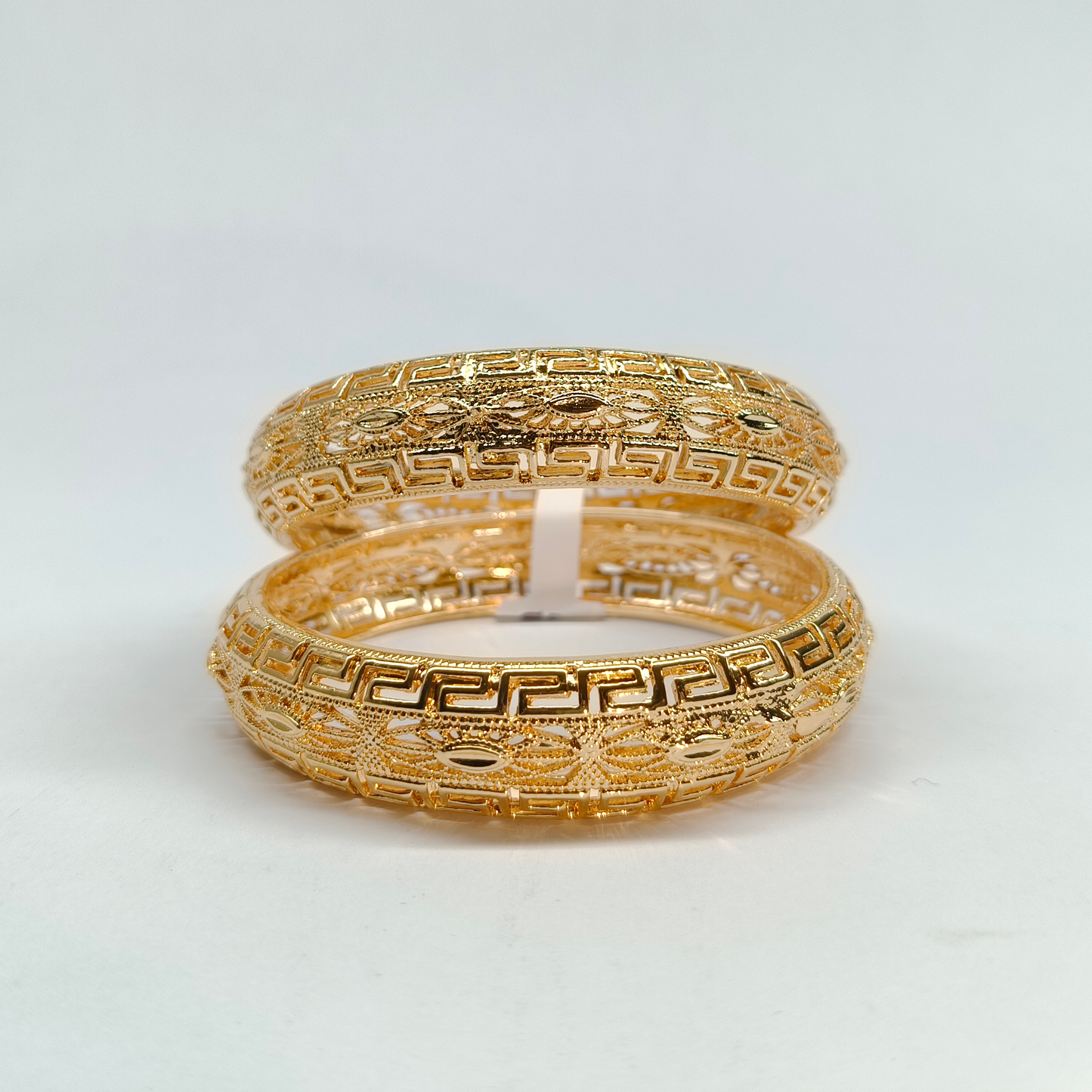 Classic Gold-Tone Greek Key Filigree Bangles