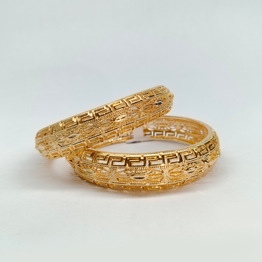 Classic Gold-Tone Greek Key Filigree Bangles