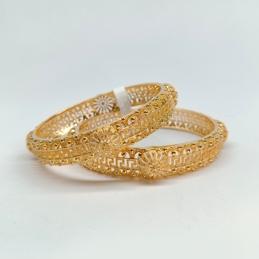 Ornate Gold-Tone Filigree Statement Bangles