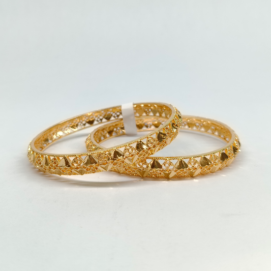 Delicate Gold-Tone Geometric Filigree Bangles