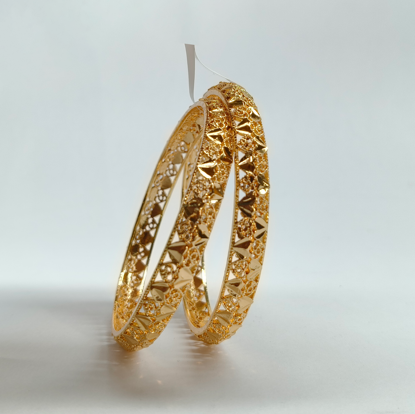 Delicate Gold-Tone Geometric Filigree Bangles