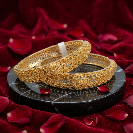 Ornate Gold-Tone Filigree Statement Bangles