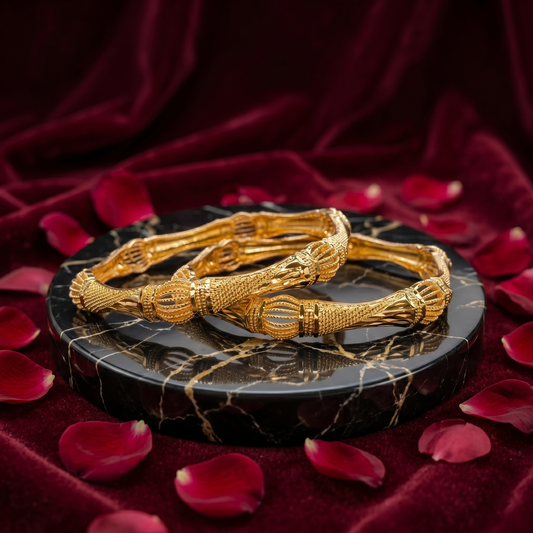 Ornate Gold-Tone Filigree Medallion Bangles