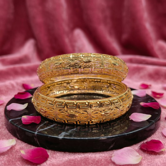 Classic Gold-Tone Greek Key Filigree Bangles