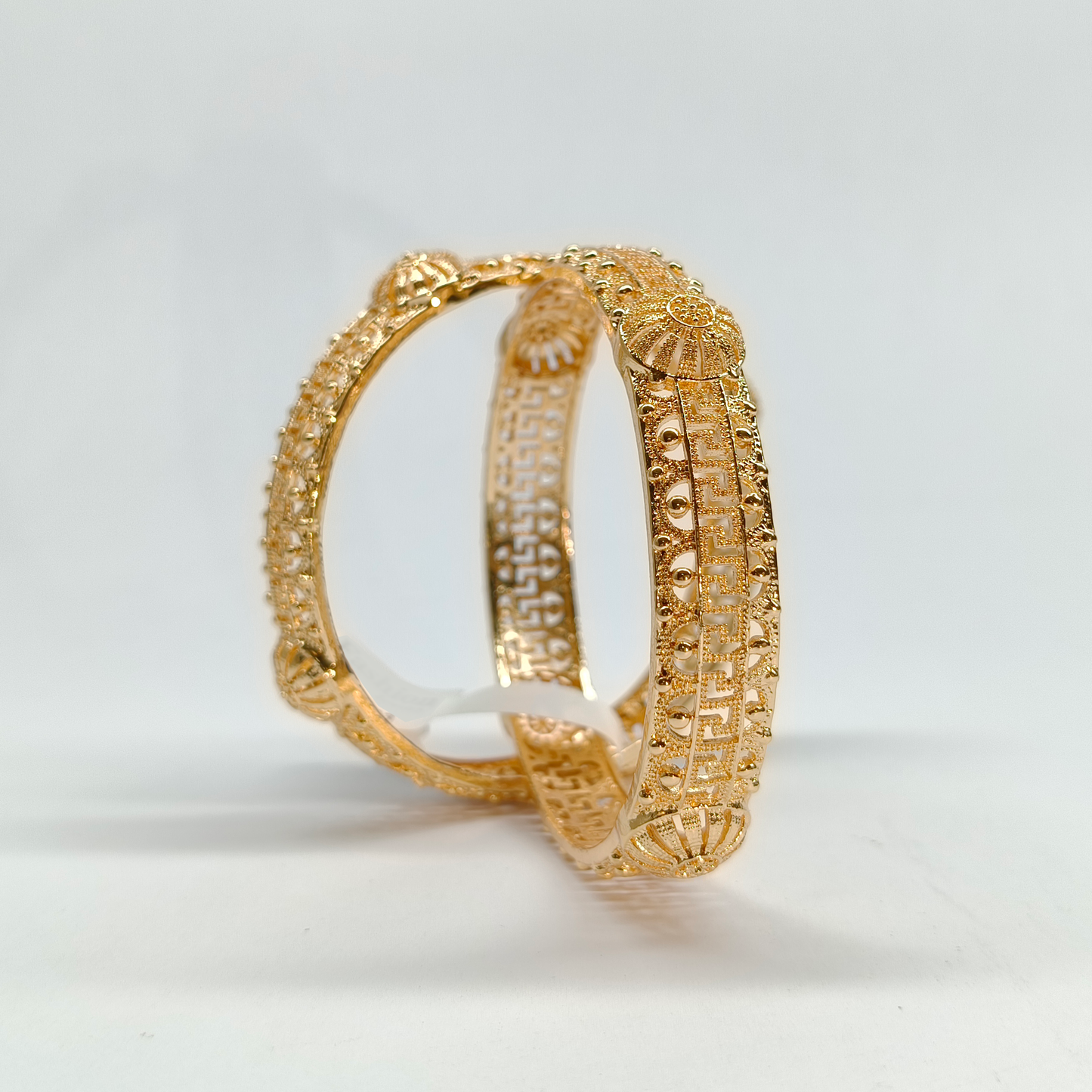 Ornate Gold-Tone Filigree Statement Bangles
