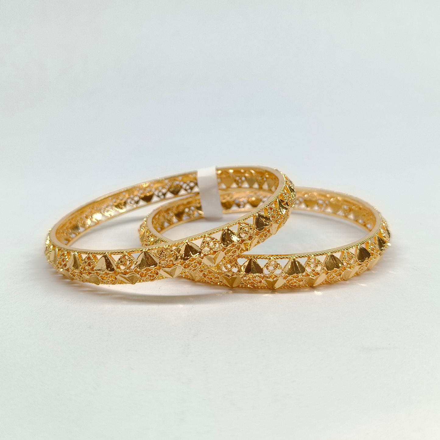 Delicate Gold-Tone Geometric Filigree Bangles