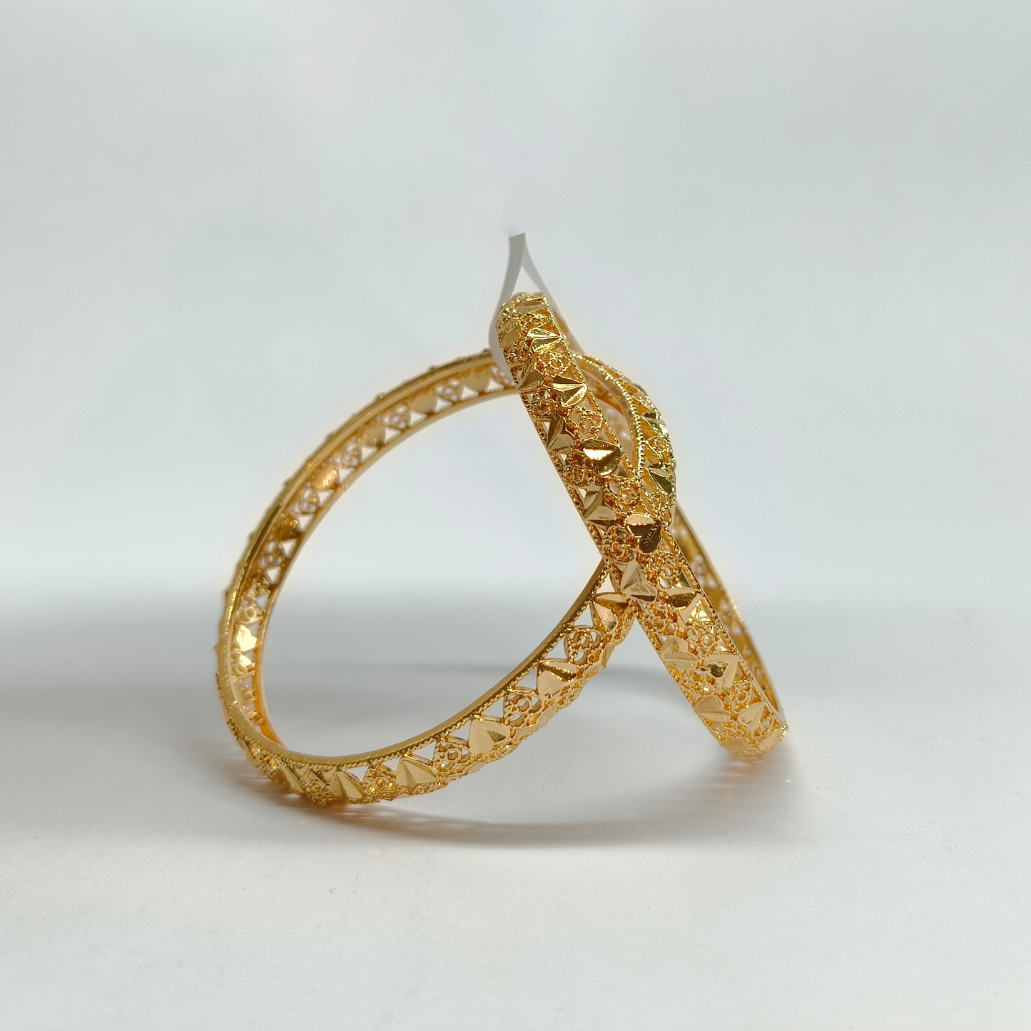 Delicate Gold-Tone Geometric Filigree Bangles